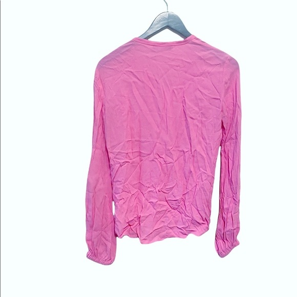 Diane Von Furstenberg Whitney Relaxed Fit Flowy Bishop Sleeve Blouse Top - Picture 3 of 5
